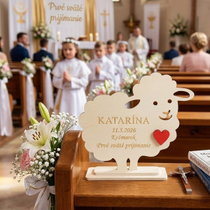Výzdoba na první svaté přijímání Ovečka se jménem 15cm 2