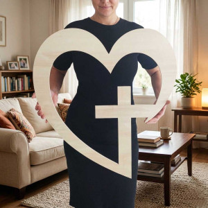 Výzdoba do kostela srdce s křížem 65cm