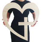 Výzdoba do kostela srdce s křížem 65cm