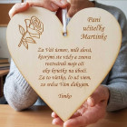 Dřevěná cedule 17cm - Poděkování paní učitelce s růží