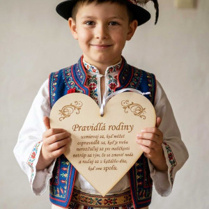 Dřevěná tabulka 17cm - Pravidla rodiny 2