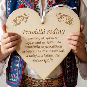 Dřevěná tabulka 17cm - Pravidla rodiny