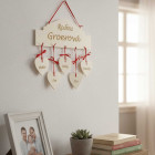 Dřevěný štítek RODINA šířka 30cm-4-5ks srdíček