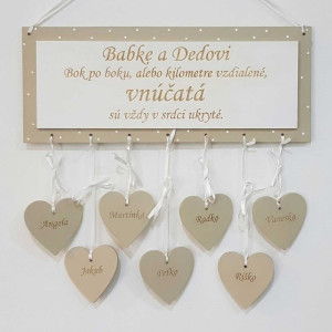 Tabulka 30x15cm pro babičku a dědečka (až 7 srdíček)