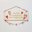 Dřevěná tabulka 30x11cm Sestra barva červená