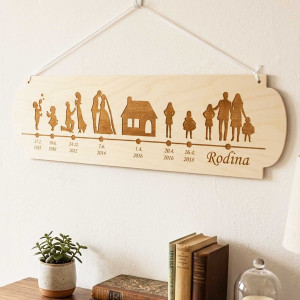 Dřevěná tabulka příběh lásky šířka 55cm