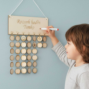 Dřevěný rozvrh hodin tabulka 30x12cm