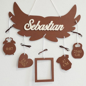 Dárek pro novorozence jméno na křídlech