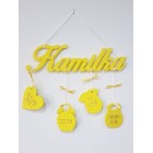 Dřevěné jméno na zeď barva žlutá-světlá