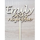 Dřevěný špíz vše nejlepší s JMÉNEM na míru