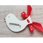 Dřevěná brož na kočár s jménem - ptáček