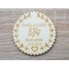 Svatební magnetka rýhovaný holub v srdci 55x3mm