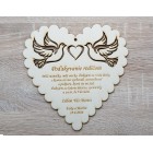 Dřevěné poděkování rodičům vyřezávané holubice