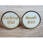 Svatební manžetové knoflíčky kulaté s textem ANO